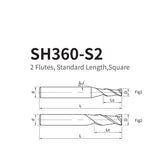 G-SH360-S2  2 Flutes, Standard Length,Square - Big-tools Industrial Supply Tools for Metal Cutting